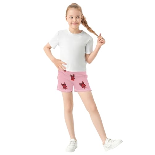 Girls Athletic Shorts Cute Scottie Terriers Dogs Pink Kids Summer Activewear Comfy Shorts Personalized Teens, X-Small2
