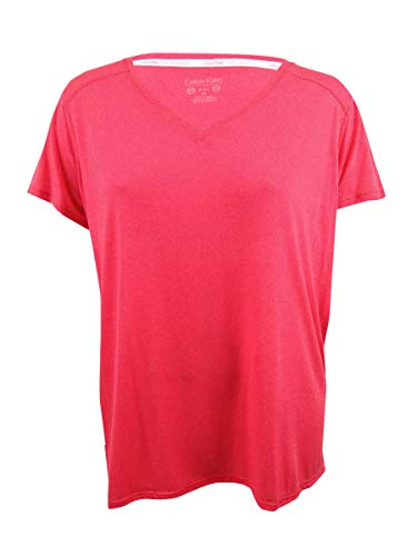 Calvin Klein Performance Womens Plus Draped V-Neck T-Shirt Pink 3X