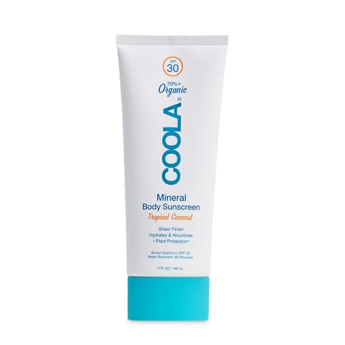 COOLA Organic Mineral Sunscreen SPF 30 Sunblock Body Lotion, Dermatologist Tested Skin Care for Daily Protection, Vegan and Gluten Free, Tropical Coconut, 5 Fl Oz