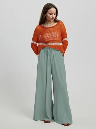Image of KOTTY Women's Relaxed Fit Wide-Leg Drawstring Palazzo Trouser for Everyday Comfort & Style