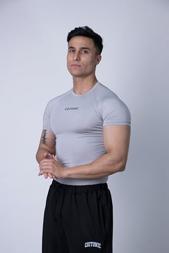 Image of COITONIC Men Compression Half Sleeves Round Neck T-Shirt for Gym and Sports Wear