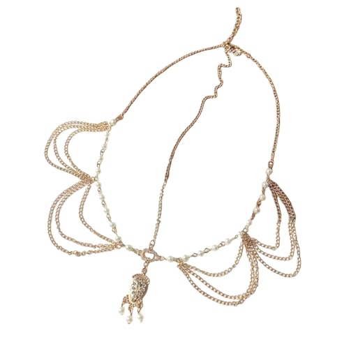 MIRKUZI Fasce gioiello per capelli da donna Fascia per capelli con nappe bohémien, fascia per capelli con catena di nappe, accessori per capelli per ragazze con fascia bohémien in oro (oro)