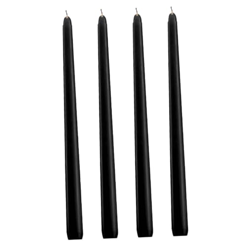 GOOHOCHY 4pcs Tall Candles Small Candles in Bulk Black Candles Unscented Taper Candles Smokeless Candles Black Taper Candles Candle Holders Paraffin Candles Black Wedding Decorations