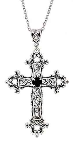 Sacina Gothic Cross Necklace, Zinc Alloy Cross Pendant, Goth Jewelry Gift for Women, Men