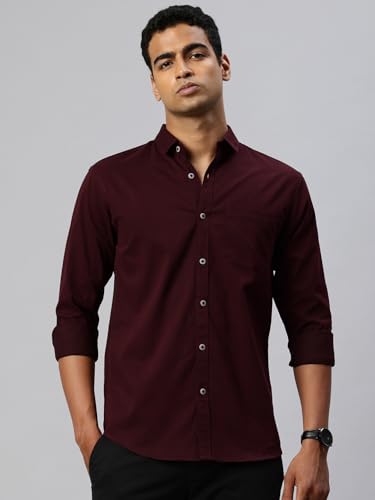 Image of Majestic Man Comfort Slim Fit Solid Pure Cotton Self Design Casual Shirt