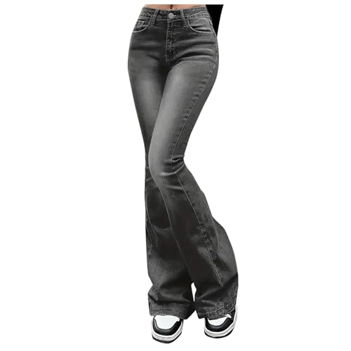 Generisch Damen Flared Jeans Stilvoll Retro Weites Bein Bootcut Jeans Hohe...