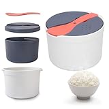 Microwave Rice Cooker Steamer,2L Microwave Rice Steamer Pasta Cooker with Strainer,Microwave Cookware Set,Non-stick Food Grade for Rice, Pasta, Vegetables, Quinoa, Oatmeal, Ramen Non stick (orange)