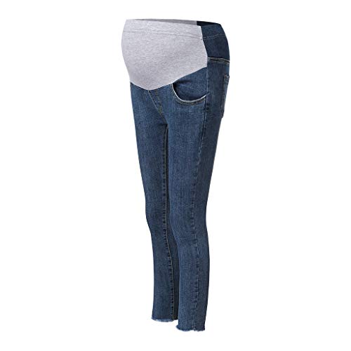 Pantalones vaqueros para mujer embarazada, pantalones de maternidad, leggings para el vientre, blusa de maternidad, talla grande, azul, M
