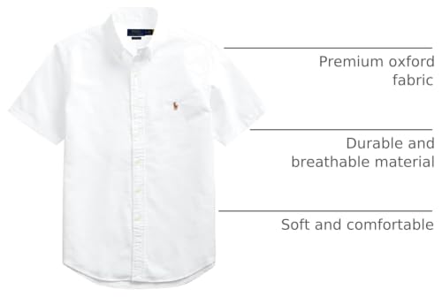 Image of Men's Short Sleeve Oxford Shirt Classic Fit Button Down Cotton | Short Sleeve, Classic Fit, 100% Breathable Cotton, Subtle Chest Embroidery