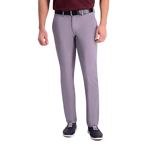 Haggar Mens Premium Comfort Khaki Flat Front Slim Fit Casual Pants, Grey, 30W x 30L US - image 1