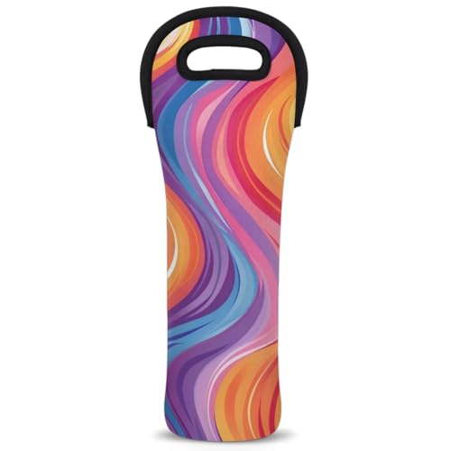 Neoprene Wine Tote Carrier Bag for Wine,Water, Champagne, Beer, Baby Bottles 15.6 x 5.1 Inches, Protective Wine Bag,Colorful Fluid