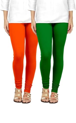 Image of Women Cotton Lycra Leggings Multicolor Pack of 2 Size Chart Waist L 28-30 inch, XL :32 inch, XXL :-34inch,3XL : 36