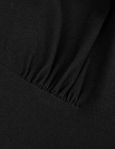 Muxxn Black Bodycon Dress Short Sleeve 1950S Retro High Waist Button Down Plain Mermaid Midi Office Work Dresses L #TOP6