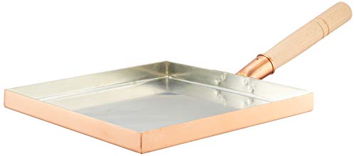 遠藤商事 TKG 卵焼きフライパン 24cm 薄焼き卵 銅の熱伝導で卵が均一に加熱されふっくら美味しく ガス火専用 幅×奥行×深さ(内寸mm)240×240×20正方形 質量(kg)1.21 木製ハンドルで熱くなりにくい(取付必要) 業務用 日本 BTM0