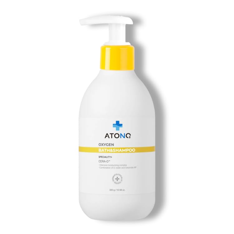 ATONO2] Oxygen CERA-O™ Bath and Shampoo - Gentle Hydration & Safe for Sensitive Baby Skin - CERA-O™ Double Hydration Barrier, Oxygen Water & Ceramide, Dermatologist Tested, Fragrance - Free 10.6oz.