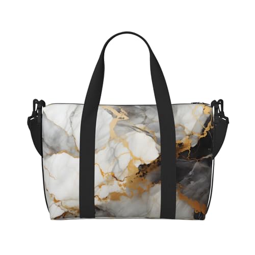 Travel Duffle Bag White Grey Marble Weekender Overnight Bags Luggage Bag for Women Men Waterproof Sports Gym Bag Hand Bag with Shoulder Strap2