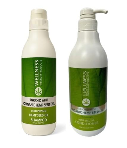 Wellness Premium Organic Hemp Shampoo & Conditioner Bundle, 1L Each