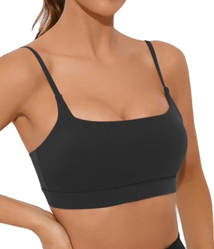 Image of Comper Sports Bra for Women Wirefree Racerback Workout Bras Sexy Thin Straps Yoga Sport Bras with Removable Pads