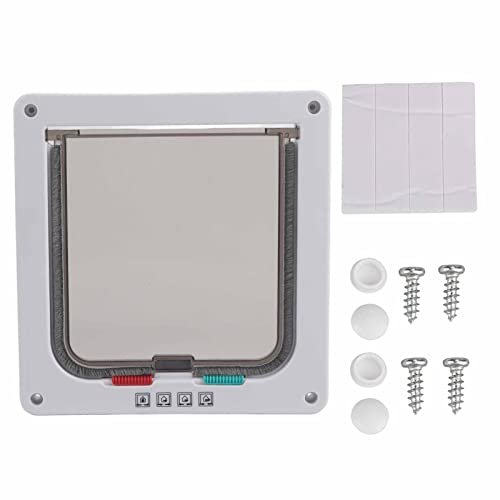 Tamaño S Puerta con Solapa para Perros pequeños, con Cerradura de 4 vías, Seguro de Entrada y Salida para Mascotas, diseño de Doble Solapa Resistente a la Intemperie con Panel