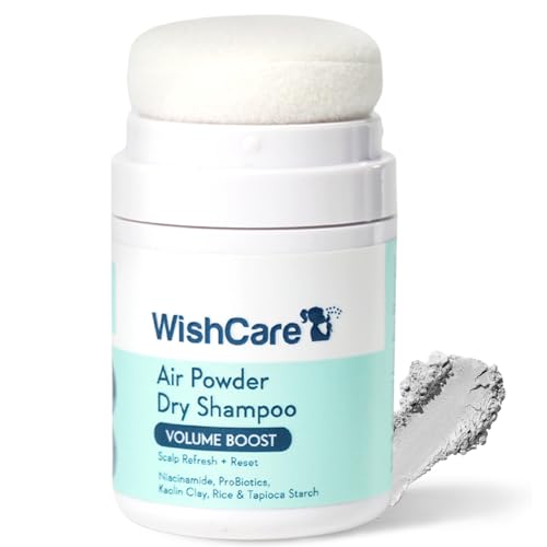 WishCare Air Powder Dry Shampoo for Oily Hair & Scalp - No White Cast & Aerosol - Niacinamide Probiotics Kaolin Clay Rice & Tapioca Starch - Volume Boost Scalp Refresh & Reset 10gm