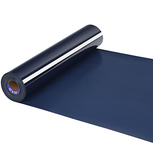 HTV Iron on Vinyl 12Inch by 12ft Roll HTV Heat Transfer Vinyl for T-Shirt HTV Vinyl Rolls for All Cutter Machine - Easy to Cut & Weed for Heat Vinyl Design (Navy 12ft)