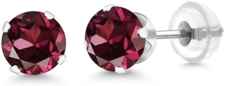 Gem Stone King 14K Gold Gemstone Birthstone Solitaire Stud Earrings | Round 6MM | Gold Earrings for Women