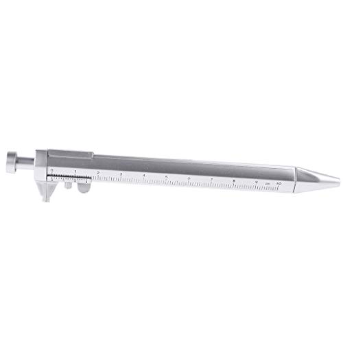 Calibrador forma bolígrafo con regla 100mm plata miniatura 3