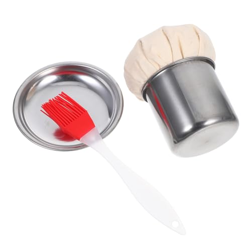 VERDANVERSE Stainless Steel Oil Brush Jar Convenient Cooking Tool for Pancakes Oil Wiper with Cloth Essential for Home and Restaurant Use