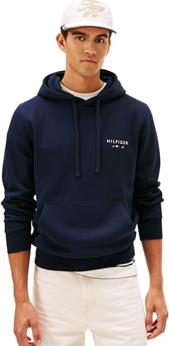 Tommy Hilfiger Sudadera con Capucha para Hombre, Marca Love Small Hilfiger MW0MW41429, Azul, L, Azul (Desert Sky), L