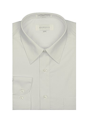 Marquis Men's Long Sleeve Regular Fit Solid Dress shirt - All Sizes (Including Big & Tall) (16.5 32/33, White)
