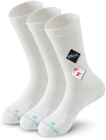 Diabetic Crew Socks for Men Women, COOLMAX LYCRA Moisture-Wicking Non-Binding Socks Neuropathy Sock, 3 Pairs