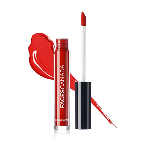 FACES CANADA Liquid Sindoor – Red, 2.5 ml | Highly Pigmented Rich Color | Quick Drying & Long Lasting | Velvet Matte Finish | Water-Proof | Smudge-Proof | Crease-Proof | Sponge Tip Applicator