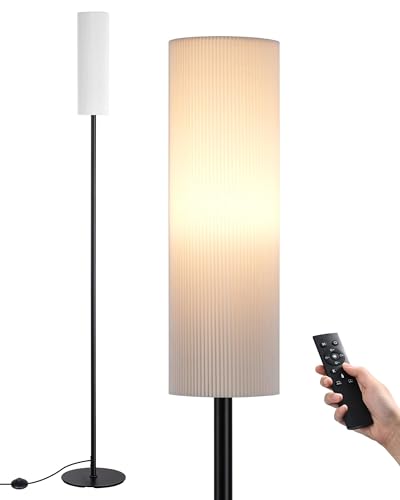 EDISHINE Stehlampe Wohnzimmer 165cm, Standleuchte LED Dimmbar, Stehleuchte Schwarz mit Fernbedienung & E27 Glühbirne (3 Farbtemperaturen 3000K-6000K), Modern Leselampe Schlafzimmer