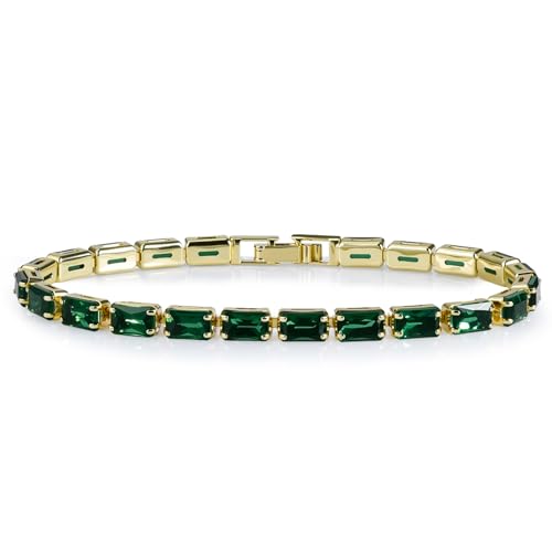 Elegant Green Tennis Bracelet for Women - Emerald Jewelry Piece, Green Cubic Zirconia Bracelet for Timeless Style