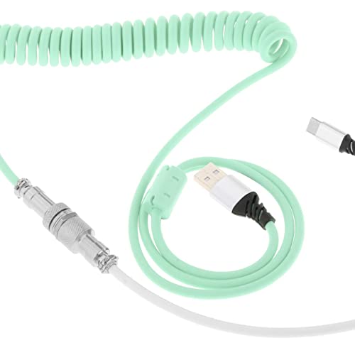 Image of CALANDIS Coiled USB Type C Cable for Pc for Mechanical Keyboard Cellphone Accessories Blue White