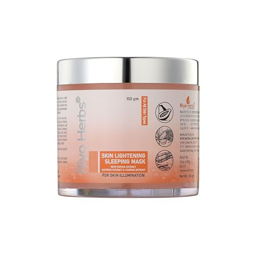 Skin Lightening Sleeping Mask With Glycerin, Carica Papaya Fruit & Saffron Flower Extracts for Damaged Skin, Itchiness, Irritation & Redness - Sleeping Mask for Face Suits All Skin Types, 100gm