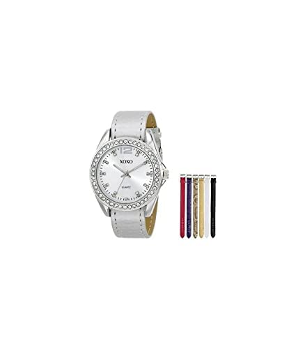 Xoxo Women's Xo9062 Silver-Tone Watch With Interchangeable Bands #TOP3