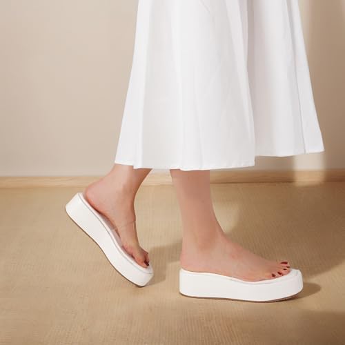 Chunky Platform Sandals Women Comfy Padded Wedge Sandals Square Open Toe Soft Mules Platform Slides for Women Summer Casual Flatform Shoes