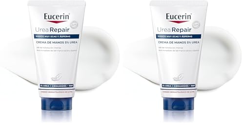 Eucerin UreaRepair Crema de Manos Urea 5% (75 ml), crema hidratante reparadora 48 horas, con 5% urea y ceramidas para un alivio inmediato, ideal para manos secas y agrietadas (Paquete de 2)