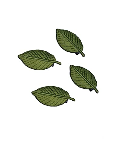 Leaves Hair Clip Embroidery Leaf-Shaped Hairpin Girls Leaves Hair Barrettes BW06 (4 Pcs-Green)