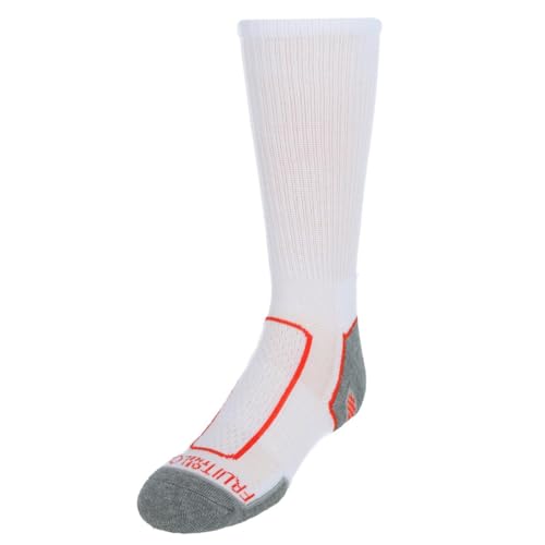 Fruit of the Loom Boys' Big 6-Pair Half Cushion Crew Socks, White Large4