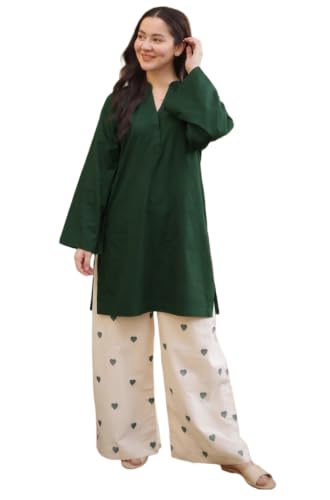 Image of ANNI Designer Farshi Salwar Suit Set for Women Viscose Solid | Co-ords Set for Woman | Kurta Palazzo 2 Piece Outfit | Mandarin Neck Full Sleeve Regular Fit Ethnic Dress Stylish Womens
