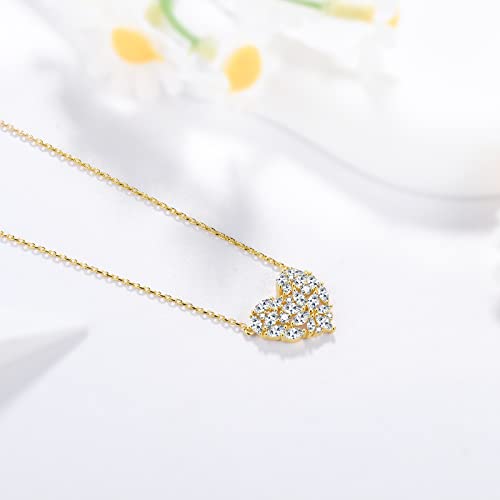 14K Gold Plated Heart Necklace,Dainty CZ Heart Pendant Handmade Minimalist Bridal Heart Necklace Jewelry Gift for Women Wife Lover Mom3