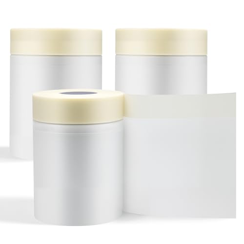 Lichamp Plastic Cover for Painting Pre-Taped Masking Film 22 inch x 88 feet x 3 Rolls (264 feet Total) Painters Plastic with Tape Advanced Masking Tape Film