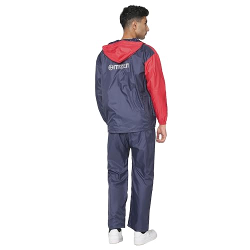 Image of Citizen Hooded Raincoat for Men Women Waterproof for Bike Riders 180T Micro Fabric Lightweight Stylish Sealed Hood, Large Pockets, Heavy-Duty Zippers Rainwear with Carry Pouch-CR013