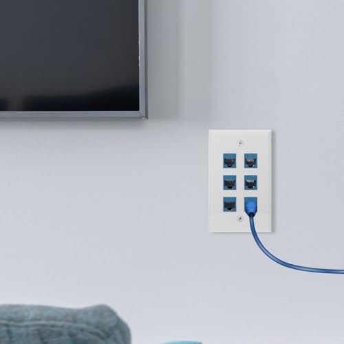 Panel de pared Ethernet Cat6 de 6 puertos con placa de plástico resistente de 115x70 mm 5
