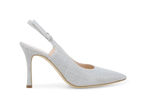 Sandales Melluso bout fermé pailleté argent de soirée chic pour femme