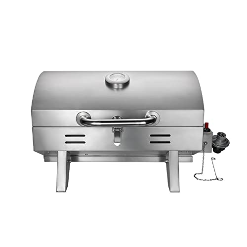 Tisch-Gasgrill eien-Brenner Gasgrill mit Deckel und Thermometer - Single Burner Barbecue Grill - Geeignet für Camping oder Party im Freien Cover