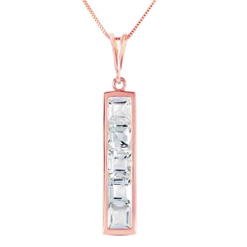 Galaxy Gold GG 2.25 Carat 14k 20" Solid Rose Gold Grecian-inspired Necklace with Natural Square-shaped Aquamarines