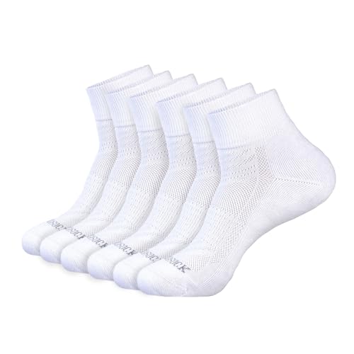 1SOCK2SOCK 6 Pack Ankle Athletic Socks for Men & Women Cotton- Crew Socks- Low Cut- Quarter Cushion Running Socks